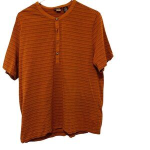 Nyne Let‎ Go Mens Striped Henley Shirt Short Sleeve Orange Size L/G